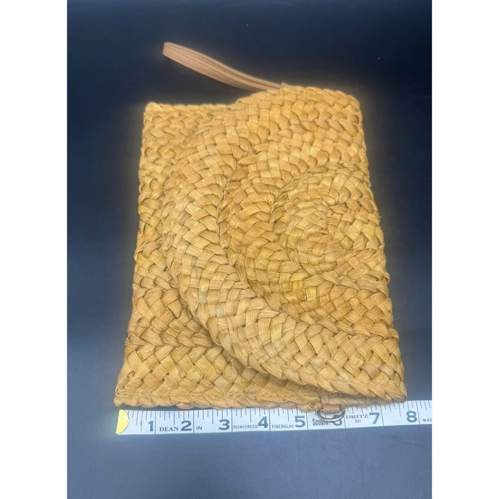 Woven Straw Clutch Crossbody Bag Natural Tan Wristlet Bohemian Handbag NEW